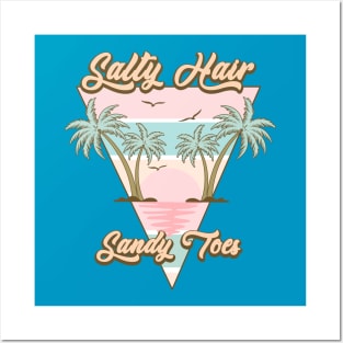 Salty Hair and Sandy Toes Summer Retro Posters and Art